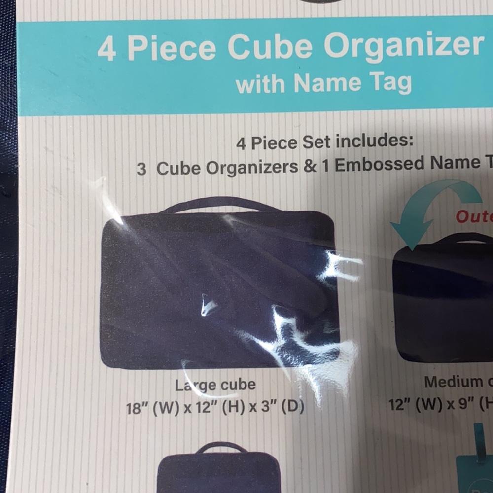 Bon Voyage 4-Piece Organizer; 3 Cube Organizers and 1 Embossed Name Tag - Picture 2 of 5